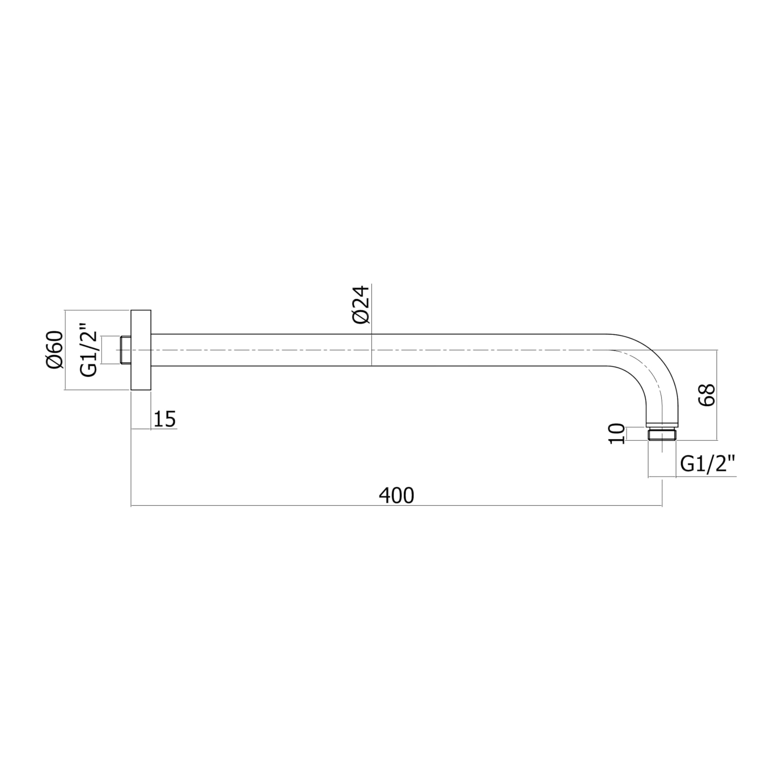 Paffoni Zsof034cr Braccio Doccia Tondo Lusso per Soffione Art. Zsof079, Lunghezza 40 Cm