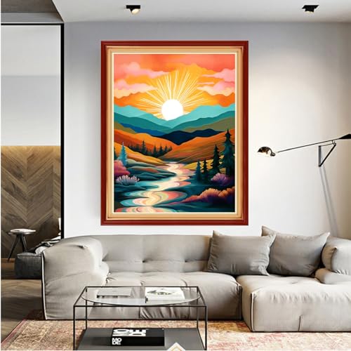 Image of Dooxvey Cross Stitch Kit for Adult Beginners - Full Range of Cross-Stitch & Embroidery Kits - 11CT Patterns - Morning Scenery - 16x20 inch