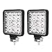 2PCS Phare de Travail LED 48W 16LED Phares Carré Projecteur Voiture Etanche 12V 24V pour Camion Tracteur SUV Bateau