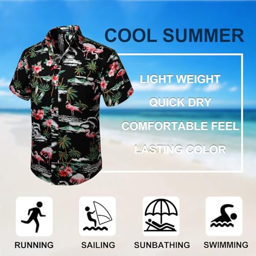 Image of Men's Hawaiian Shirts Short Sleeve Aloha Shirt for Men Casual Button Down Tropical Hawaii Floral Shirt Summer BeachParty