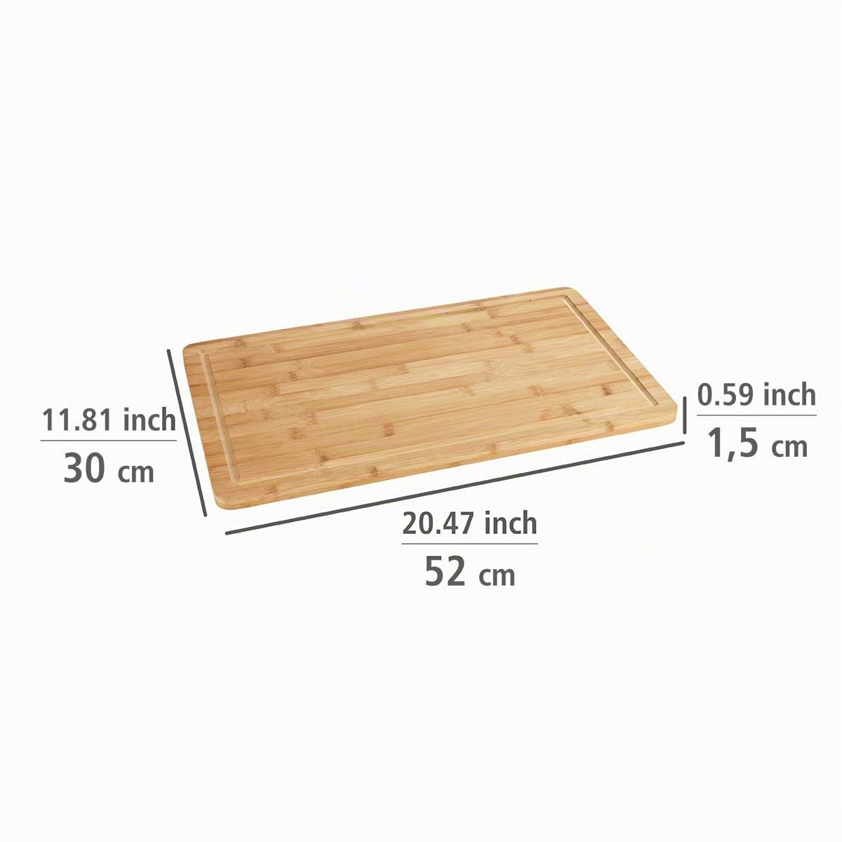 WENKO Tabla de cobertura en bambú - Tabla de cocina, tabla para cortar con ranura de goteo, Bambú, 52 x 1.5 x 30 cm, Marrón