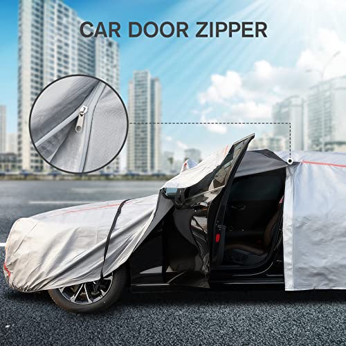 Dinghao CARCOVER Car Cover Waterproof All Weather, 6 Layers Full Exterior Covers With Zipper Cotton, Mirror Pocket. Outdoor Car Cover Uv Snow Rain Wind Dust All Weather Outdoor Protection thumb #8