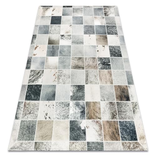 rugsx Alfombra Patchwork 21716 Beige, diseñador, rectángulos, Cuero Artificial, Cuero de Vaca, 160x230 cm