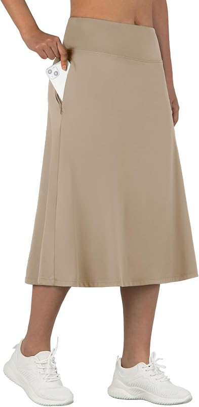 Faldas para mujer Midi Long Skorts con bolsillos Faldas modestas 28" Long Knee Long Athletic Skorts
