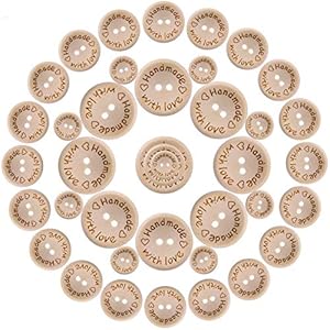 Aituosi Holzknöpfe Handmade with Love 300 Stück