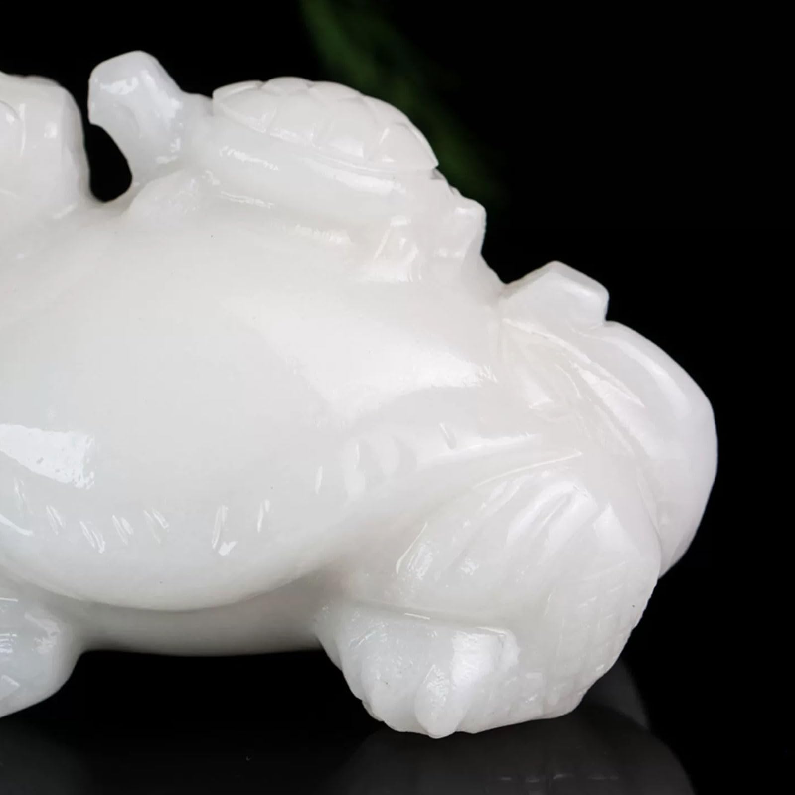Estatua de Tortuga dragón de Jade Blanco, decoración de curativo