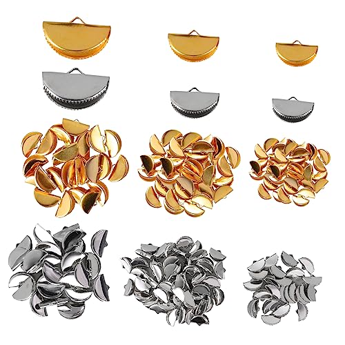 Uonlytech Alloy Crimp Ends 300pcs Tassel Clip Findings Half Round Pinch Clamp Ends for Jewelry Making
