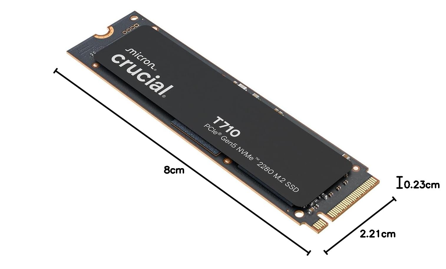 Crucial T710 SSD 1TB PCIe 5.0 x4 Gen5 NVMe M.2, Velocidades de Lectura hasta 14900 MB/s, Escritura 13700 MB/s, Ordenador Portátil y de Sobremesa, TLC NAND - CT1000T710SSD8-01