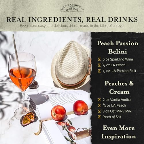 Image of Liquid Alchemist Peach Syrup for Drinks - Real Ingredients Make our Peach Puree for Cocktails a Perfect Bellini Mix - Our Flavored Syrup is Non-GMO & Vegan (12.7 oz)