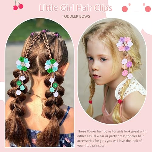 Image of 6PCS Hair Bows for Girls Cute Hair Bows for Girls, Flower Hair Accessories for Girl's Grosgrain Ribbon Bows With Alligator Clips Girl Hair Accessories for Kids Teen Toddler Women Girl