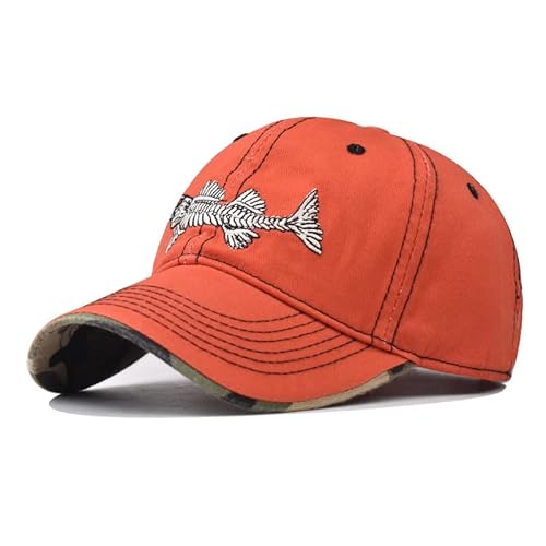 Ajux Fishbone Baseball Cap Adjustable Cotton Orange