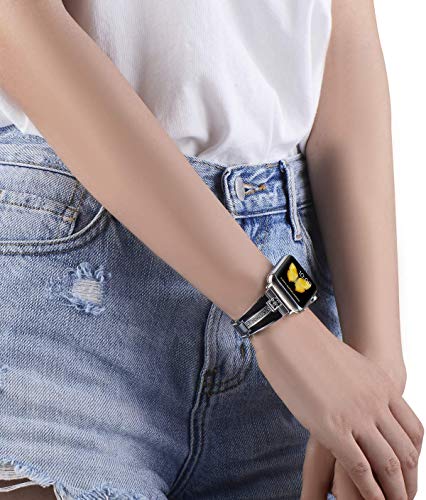 JSGJMY Bling Bands Compatible with Apple Watch Band 38mm 40mm 42mm 44mm with Case,Women Diamond Rhinestone Metal Jewelry Wristband Strap for iwatch Series SE/6/5/4/3/2/1 (Silver, 38mm/40mm) - Thumbnail 3