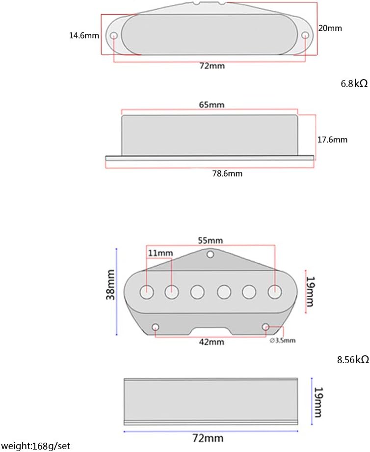 Alnicov Guitar Pickups Set，Guitar Neck Bridge Pickup，With L mark，For Tele Telecaster Style Electric Guitar Parts Replacement