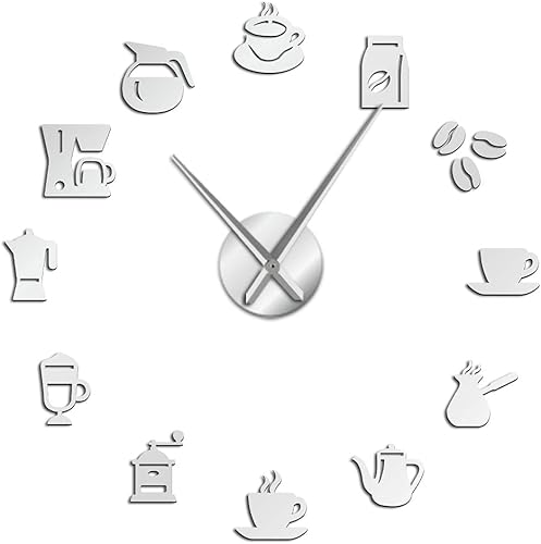 Miniatura 1 de Juego de reloj acrílico moderno para diseño de pared, reloj de pared sin marco 3D con calcomanías de espejo para decoración de sala de estar, S-27