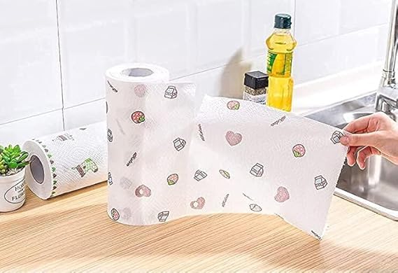 XIBO 50 PCs Cleaning Wipes | Lazy Rag Clean Kitchen Roll | Kitchen Tissue Paper Roll | Dish Cloth | Kitchen Cleaning Cloth For Household | Wiping Rag Roll (Pack of 1,Multicolor)-image-11