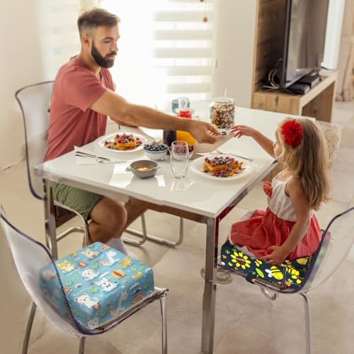 Image of Toddler Booster Seat for Dining Table, Portable Booster Seat for Kitchen Chair, 4 Inch High-Density Foam Cushion with Adjustable Safety Straps and Non-Slip Bottom, Perfect for Kids Travel and Daily