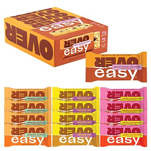 Over Easy Variety Pack Of 12 And 12 Pack Peanut Butter Dark Chocolate Breakfast Bars - All Natural, Clean Ingredient Protein Bars, Breakfast & Cereal Bars - Gluten Free, Dairy Free, And Soy Free #TOP19