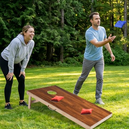 Image of Sportdo 4x2 ft Solid Wood Cornhole Set with 8 Bean Bags, Regulation Size Cornhole Board Set for Adults, Cornhole Game Set for Tailgate Backyard Toss Games Indoor&Outdoor Activities