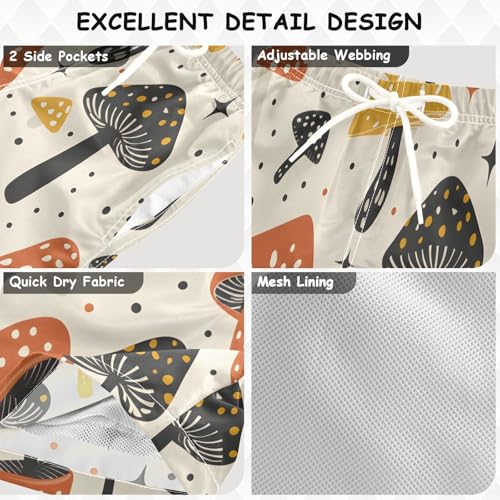 Mushroomcore Boys Swim Trunks, Quick Dry Toddler Beach Shorts Boy Swimwear Bathing Suit3