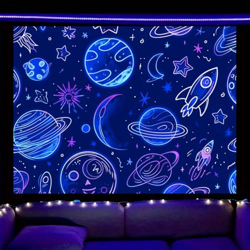 Image of Nuxovilar Doodle Space Wall Tapestry Polyester 59.05x39.37 In