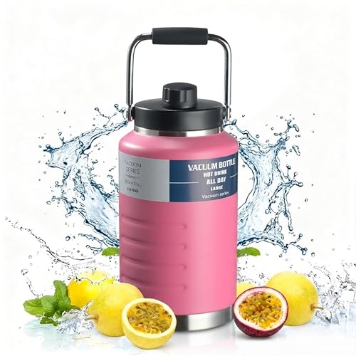 Image of Thermosteel Water Jug Insulated Tumbler with Magnet Lid 2100ml, Water from Bottle for Travel, Home, Office, School, Gym, Hotel and Dhaba 12+ Hours Hot and 18+ Hours Cold (Pink)