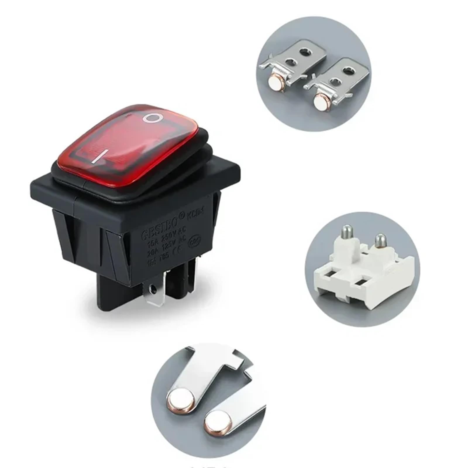 Łódź w kształcie wahadła, Zestaw 2 wodoodpornych przełączników kołyskowych KCD4 16A 4-stykowy WŁ./WYŁ. 12 V 220 V Światło LED do samochodu, łodzi, wielokolorowe(Yellow,2PCS-220V)