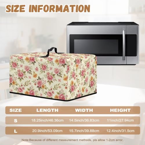 Image of Microwave Oven Cover Protective Kitchen Appliance Dustproof Cover Stain-Resistant Air Fryer Toaster Oven Protector Countertop Decorations, L, Pink Rose Beige