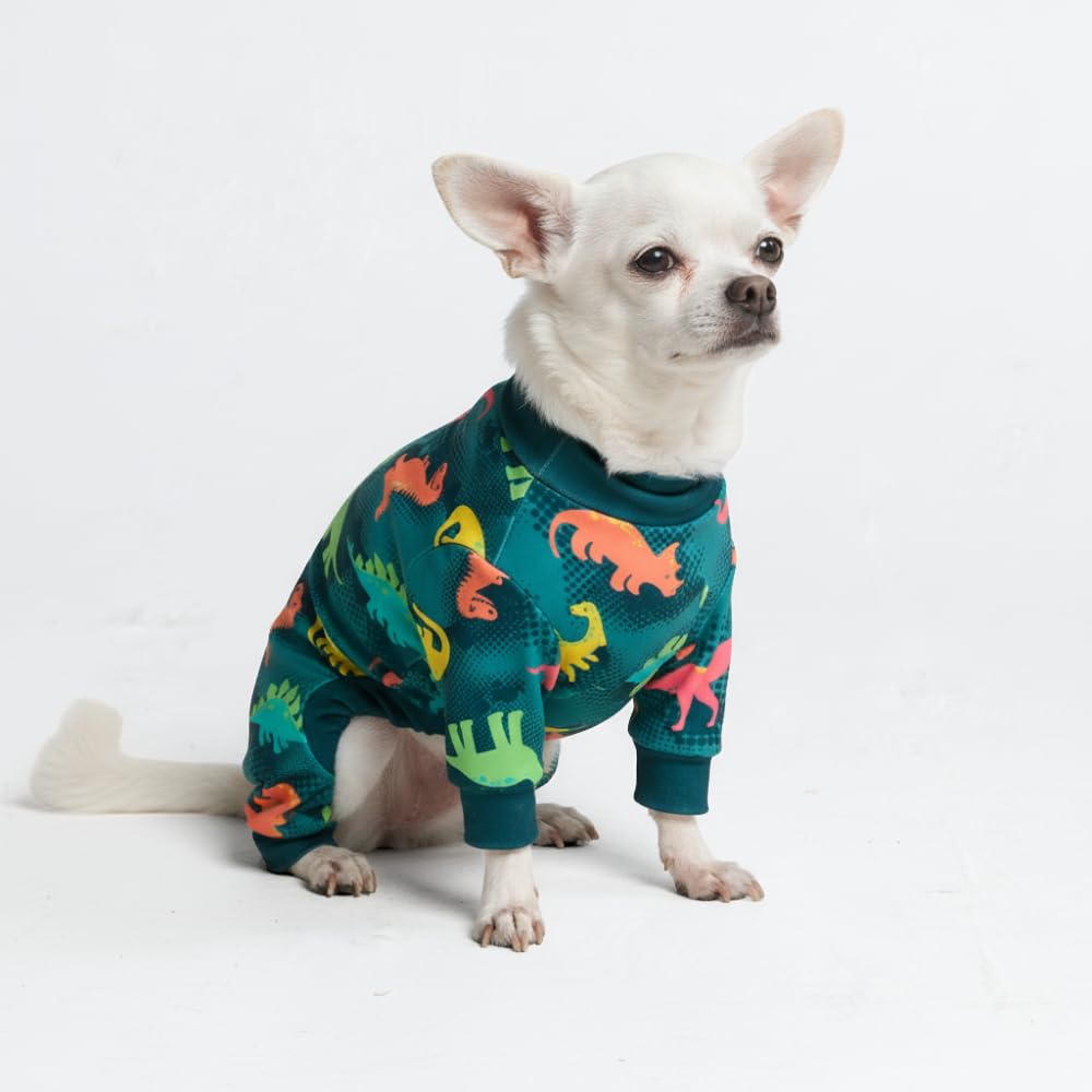 Spark Paws Dog Pyjama, Recovery Suit Onesie PJ - Dinosaurs - S — image 1