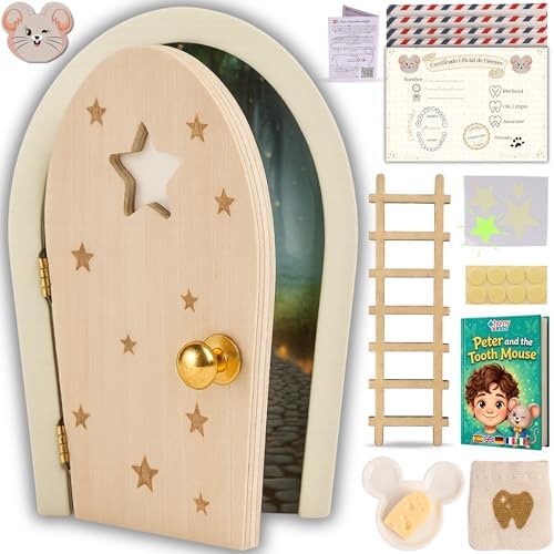 HOMYKIDS® Puerta Ratoncito Perez Magica | Abre y BRILLA | Cuento GRATIS | Certif...