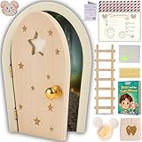 HOMYKIDS® Puerta Ratoncito Perez Magica | Abre y BRILLA | Cuento GRATIS | Certificados | Puerta Raton Perez Casita Ratoncito Perez | Idea Regalo Cajita Dientes (Natural, Ratón Pérez)
