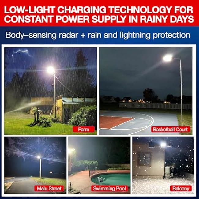 Solar Street Lights Outdoor Waterproof, 80000LM, Dusk to Dawn Solar with Motion Sensor and Remote Control, LED Flood Light, Luces solares para exteriores, Suitable for courtyards, Garage (2-pack)