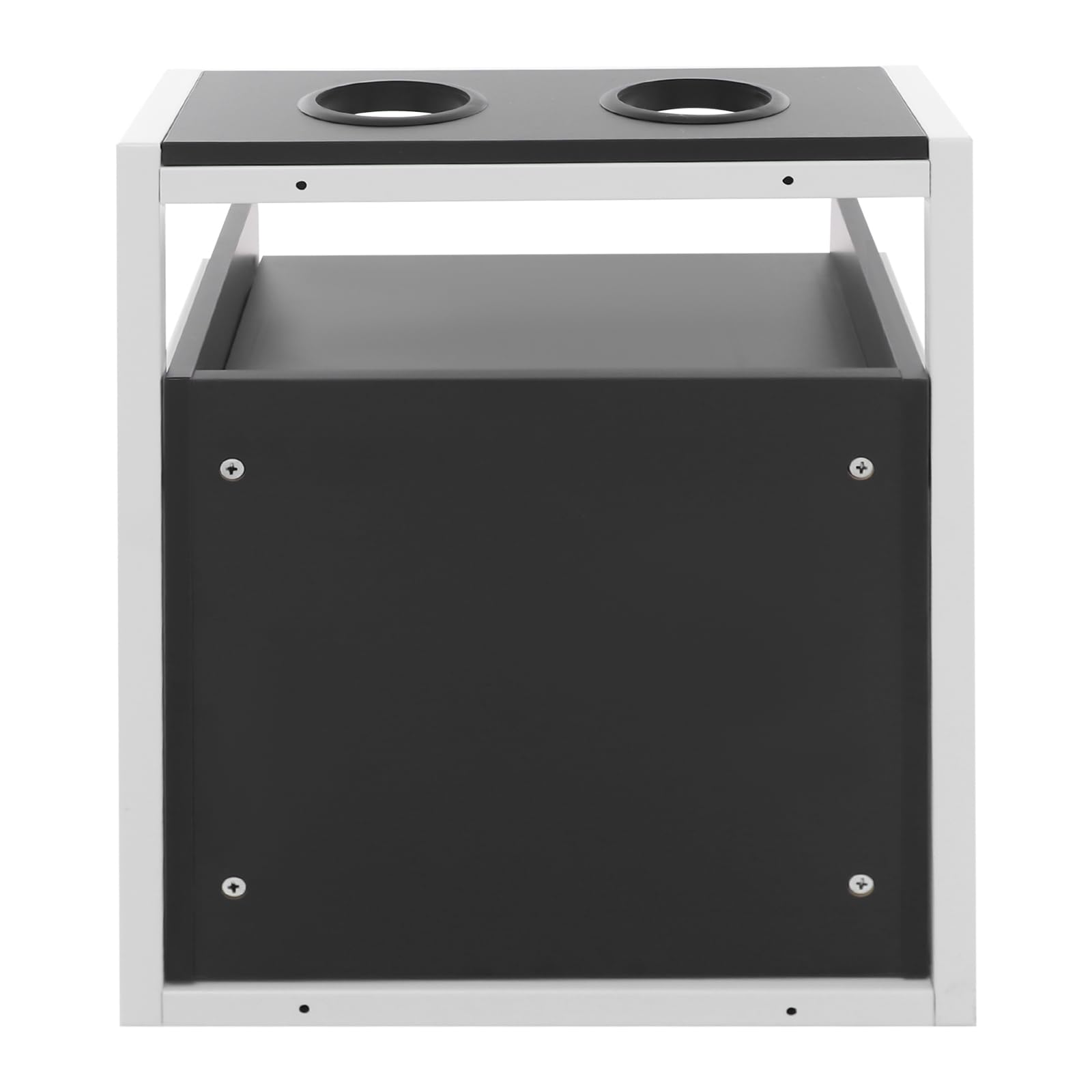 Suspended Salon Wall Cabinet, Wandschrank Friseursalon, Aufbewahrungsschrank mit 2 Schubladen, Offener Ablage und Föhnhalter, Für Salon, Bad, Spa, 40x30x48 cm (Weiß+Schwarz)
