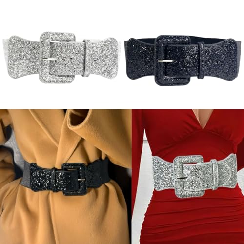 Sparkling Glitters for Women Girl Adjustable Glittering Sequins Cincher Elastic Waistband for Various Outfit2