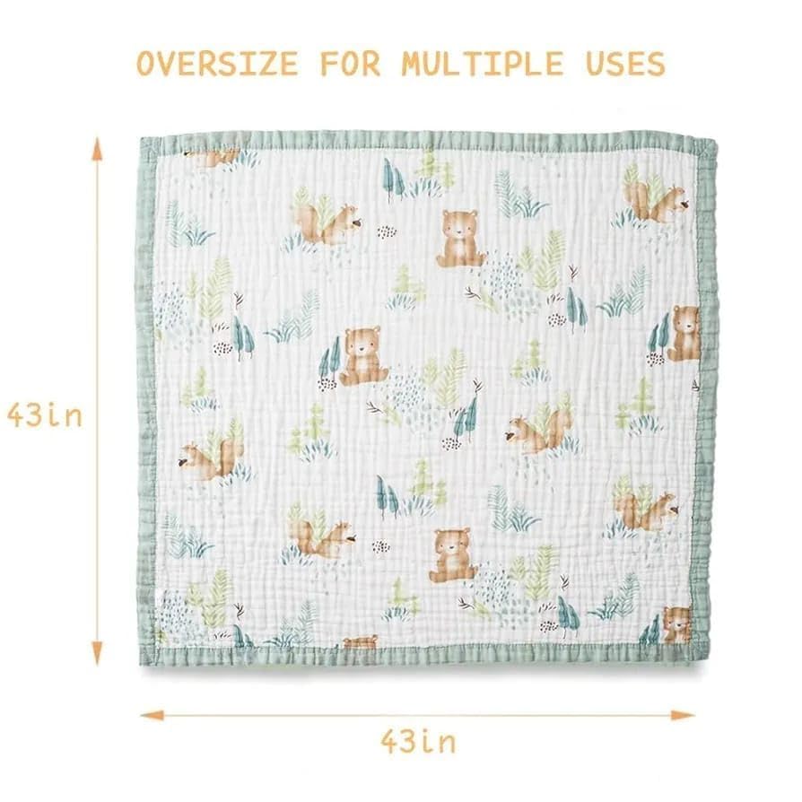 Image of 100% Cotton 6-Layer Muslin Baby Blanket | Super Soft, Breathable & All Seasons Multipurpose Blanket for Babies (Squirrel)