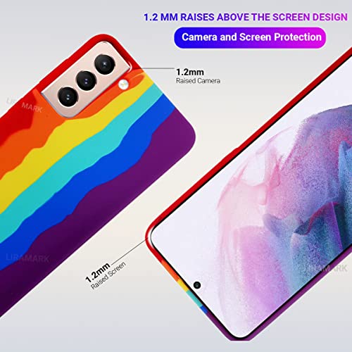 Image of LIRAMARK Liquid Silicone Soft Back Cover Case for Samsung Galaxy S21 (Rainbow)