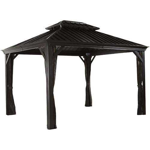Sojag 500-7156980 Track No.77 Messina Hard Top Sun Shelter, 10' by 12', Charcoal
