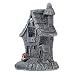 ABOOFAN Halloween Village Mini Maison Hantée Éclairé de Construction LED Crâne Maison Sinistre Cimetière Veillée Figurine pour Halloween Party Décoration