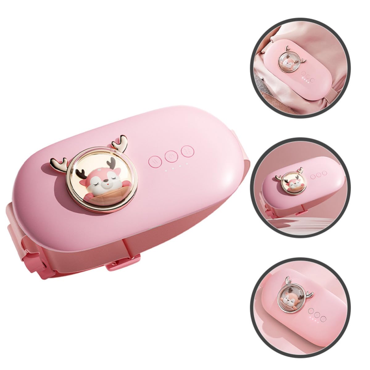 Coussin Chauffant sans Fil Rose pour Femmes, Ceinture Menstruelle 2500mah