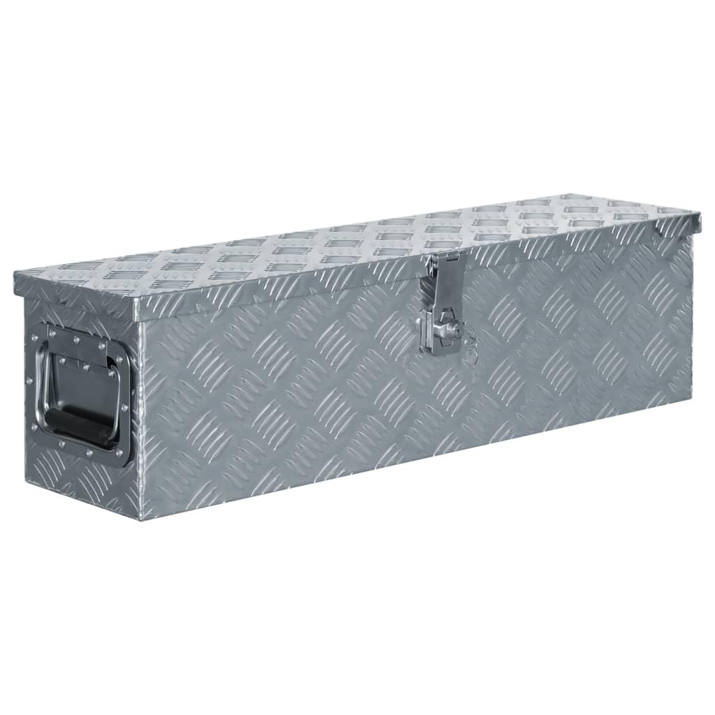 Vidaxl Silver Aluminium Box 80.5X22x22cm Storage Chest Bin Trunk Organiser