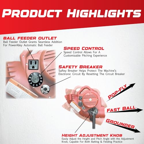 image for Heater Power Alley Pro Real Baseball Machine - Adjustable Design, Pitc