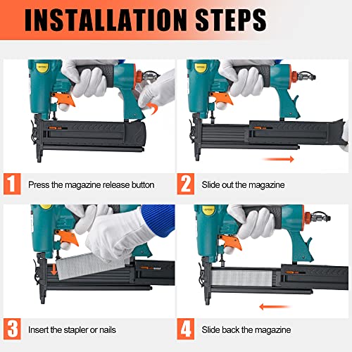 Image of DOTOOL Pneumatic Brad Nailer - 18 Gauge 2-in-1 Nailer, 5 /8'' to 2'' Brad Nails and 5 /8'' to 1-5 /8'' Crown Staples, Safety Glasses and 1000pcs Nails, for Carpentry, DIY, Woodworking