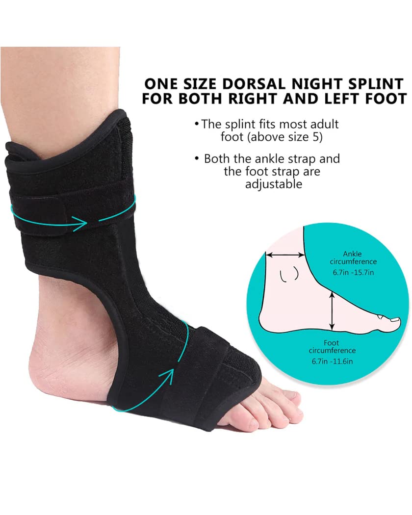 Férulas Nocturnas para Fascitis Plantar, Soporte para Pies, Soporte Ajustable para Dormir, Órtesis para Pie Caído, Inmovilizador para Aliviar El Dolor.