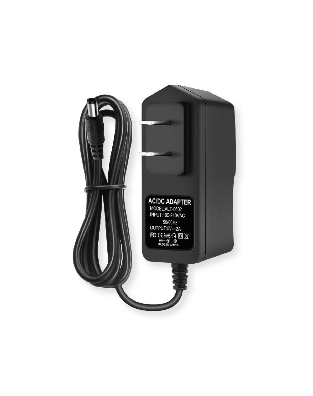 6V DC Power Supply 2A Universal AC Adapter, 100-240V 50/60Hz 6 Volts 2 Amp Transformer, DC 6V Power Cord, 5.5mm x 2.5mm Plug