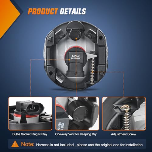 Image of Nilight Fog Lights Assembly Compatible with 2008 2009 2010 Dodge Challenger | 2005 2006 2007 2008 2009 2010 Dodge Grand Caravan Charger Caliber Nitro Avenger Chrysler Town&Country Pacifica Jeep Patriot