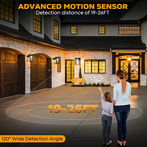 Outdoor Wall Light Fixtures, Solar Motion Porch Lights IP65 Waterproof 3 Lighting Modes for Patio Front Door Entryway, 2 Pack - Image 3