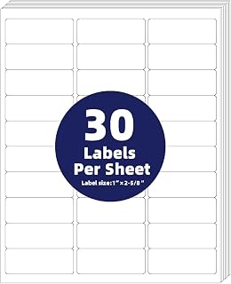 POLYSELLS 1" x2-5/8 Self Adhesive Address Labels, 30UP Blank Shipping Labels, FUSKU, FBA Mailing Labels for Inkjet and Laser Printer, 3000 Sticker Labels (100 Sheets), 30 Labels per Sheet