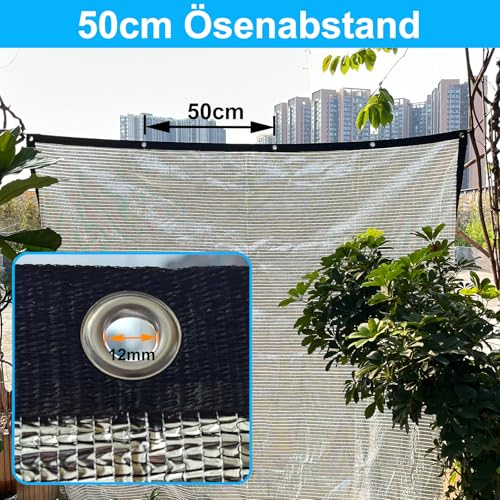 BeGrit Schattennetz Auto Hund 99% Alu Hitzeschutz mit Ösen 3m x 4m UV Luftdurchlässiges Sonnennetz Aludecke Auto Alunetz reflektierende Schattenplane für Camping Gewächshaus Garten Patio Pflanze