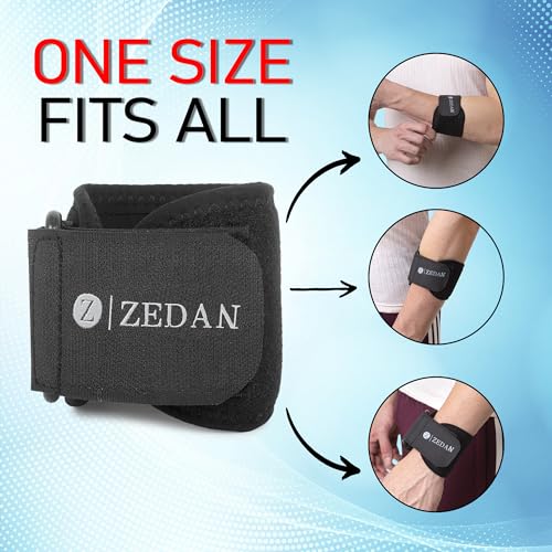 Image of ZEDAN Active Tennis Elbow Support Brace Band for Men & Women | Adjustable Strap | For Pain Relief in Bursitis, Tendonitis | Skin Friendly Elbow Band /Guard | For Workout, Gym Badminton, Cricket - Black