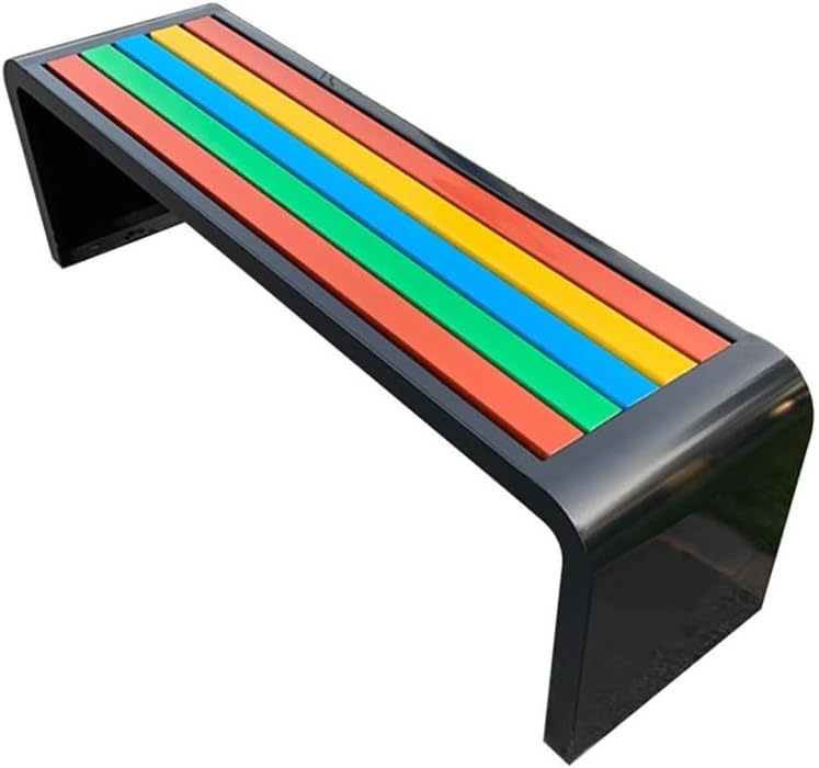 Outdoor Bench, Outdoor Patio Garden Bench, Heavy Duty Galvanized Steel Frame with 500lb Capacity, Slatted Seating for Park, Lawn, Yard, School - Metal Park Bench Patio Bench(Small)