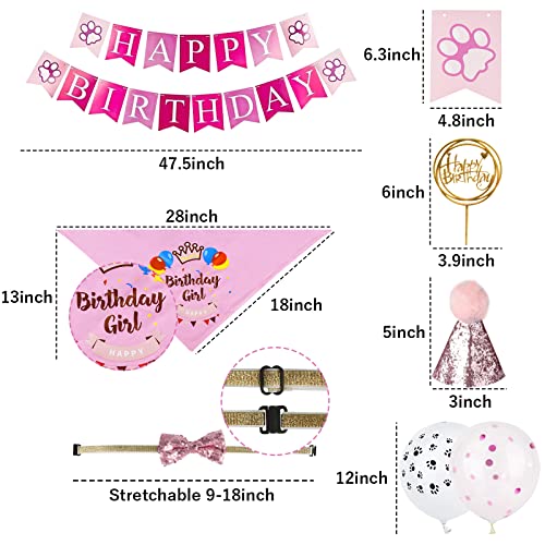 GUOYIHUA Dog Birthday Party Supplies, Dog Birthday Bandana Scarf, Doggie Boy Birthday Party Hat with Number, Bowtie Balloons Banner for Small Medium Dogs Pets, Birthday Party Decorations (6PCS, Pink) - Image 4